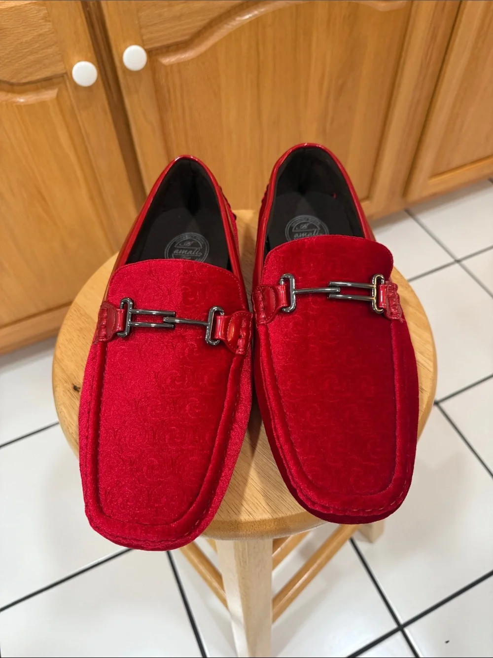 Amali Roberto Red Velvet Driving Moccasin Loafers Men’s Size 12